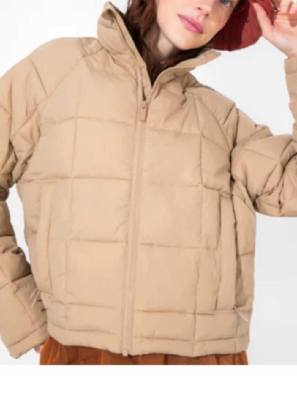 Halfdays Nellie Puffer Jacket Packable Full Zip Chai Dolomite Quilted Sz Medium